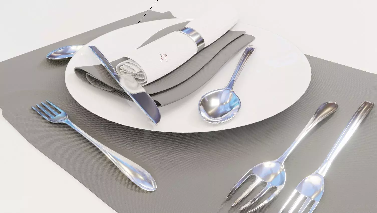 Dinnerware Set spoons folk and knives 3D model_0