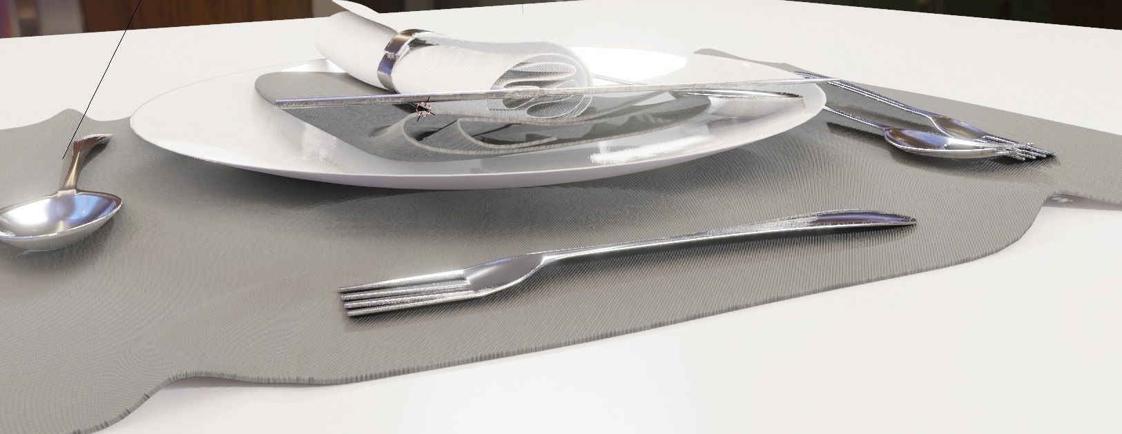 Dinnerware Set spoons folk and knives 3D model_6