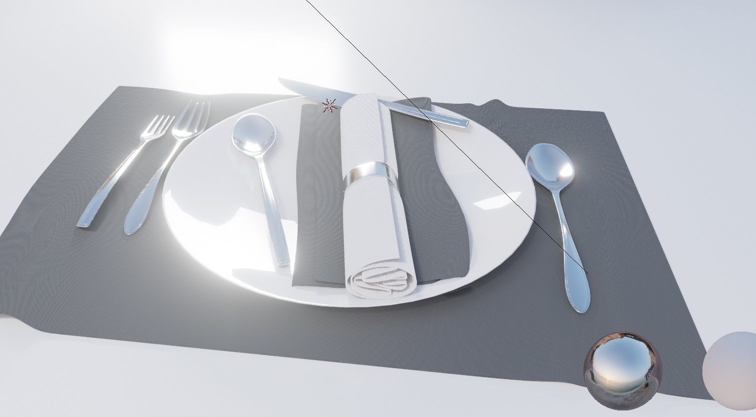 Dinnerware Set spoons folk and knives 3D model_1