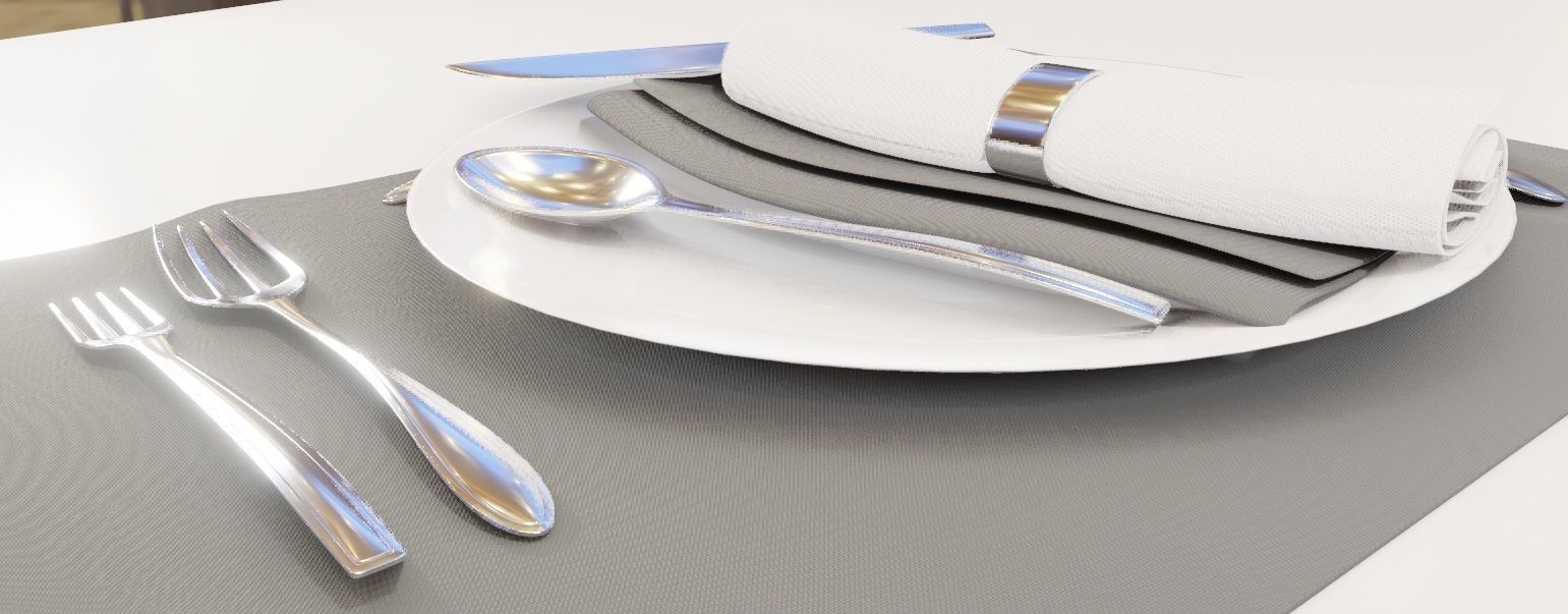 Dinnerware Set spoons folk and knives 3D model_5