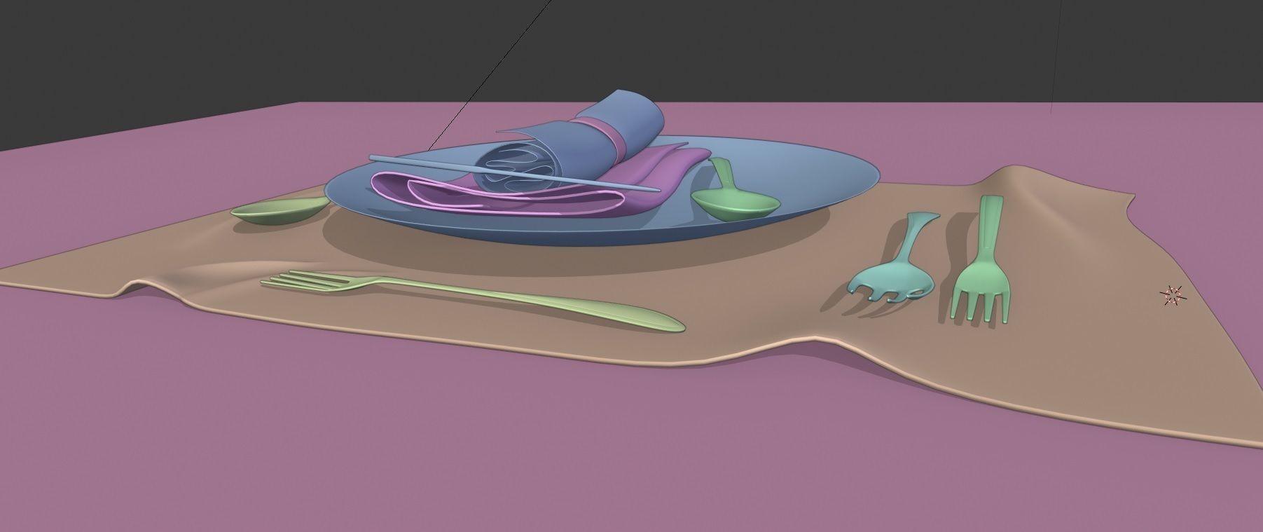 Dinnerware Set spoons folk and knives 3D model_3