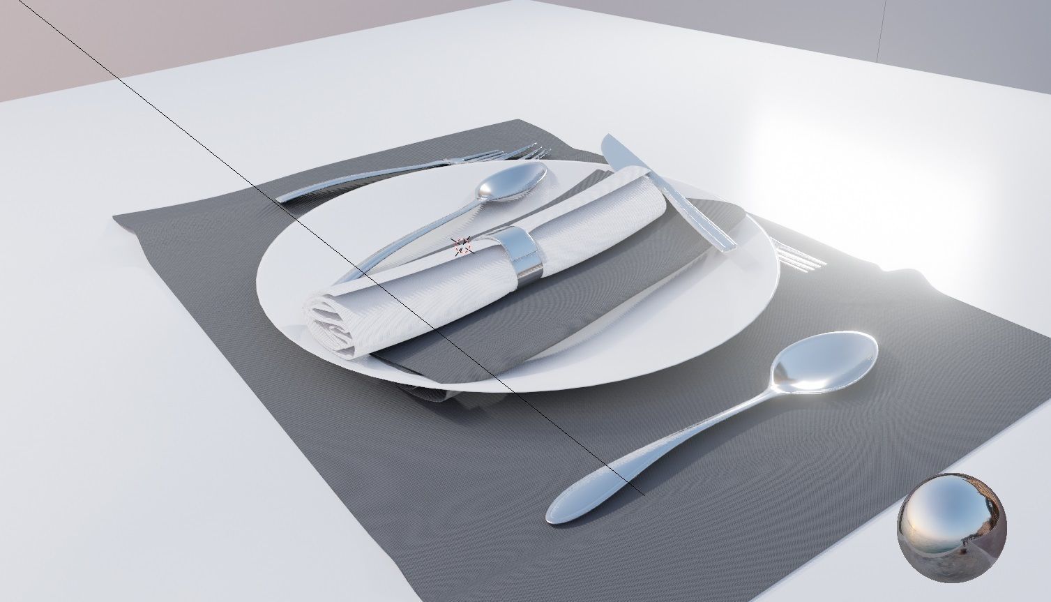 Dinnerware Set spoons folk and knives 3D model_8