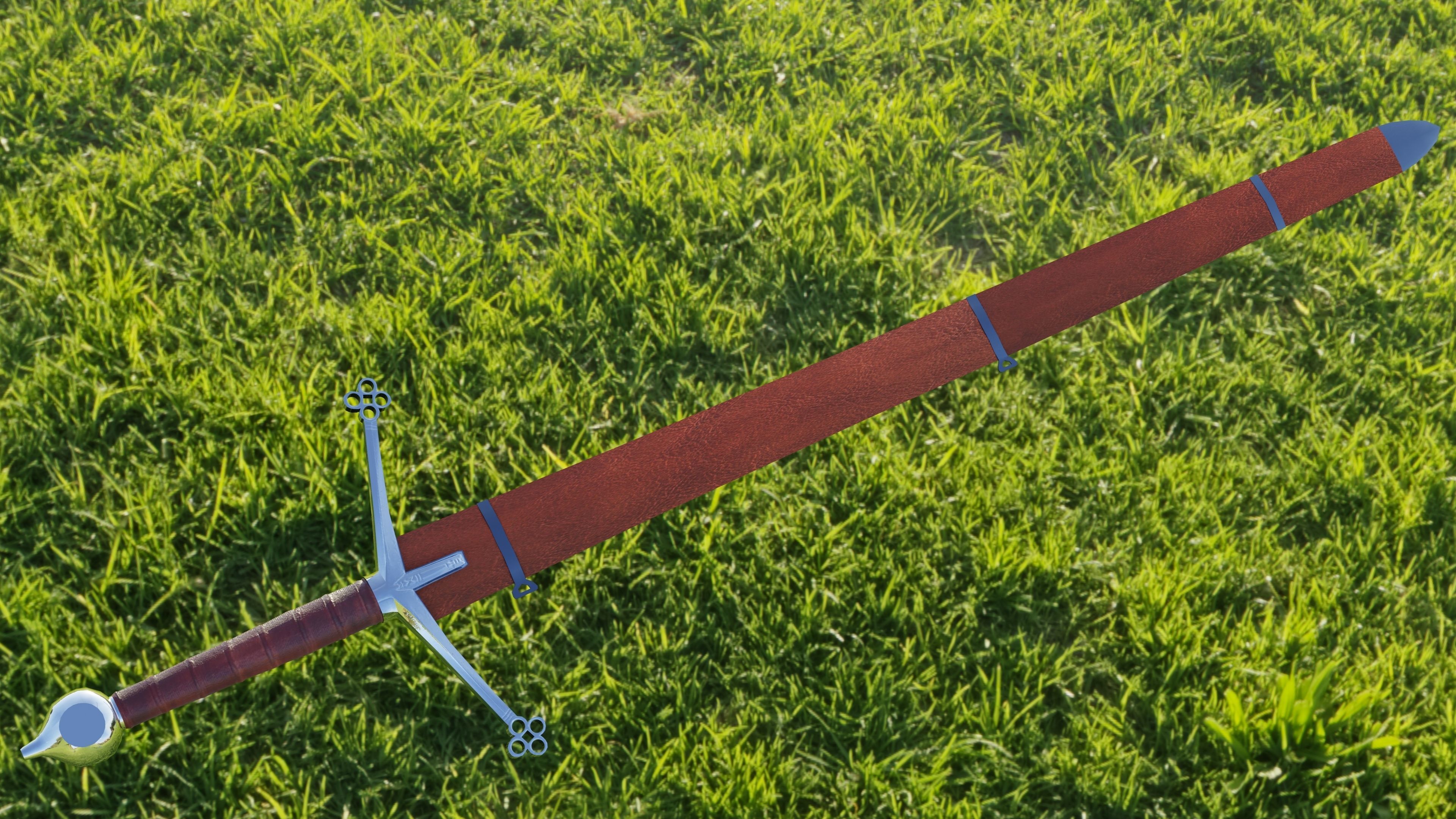 Scottish Claymore - long sword  Low-poly 3D model_7