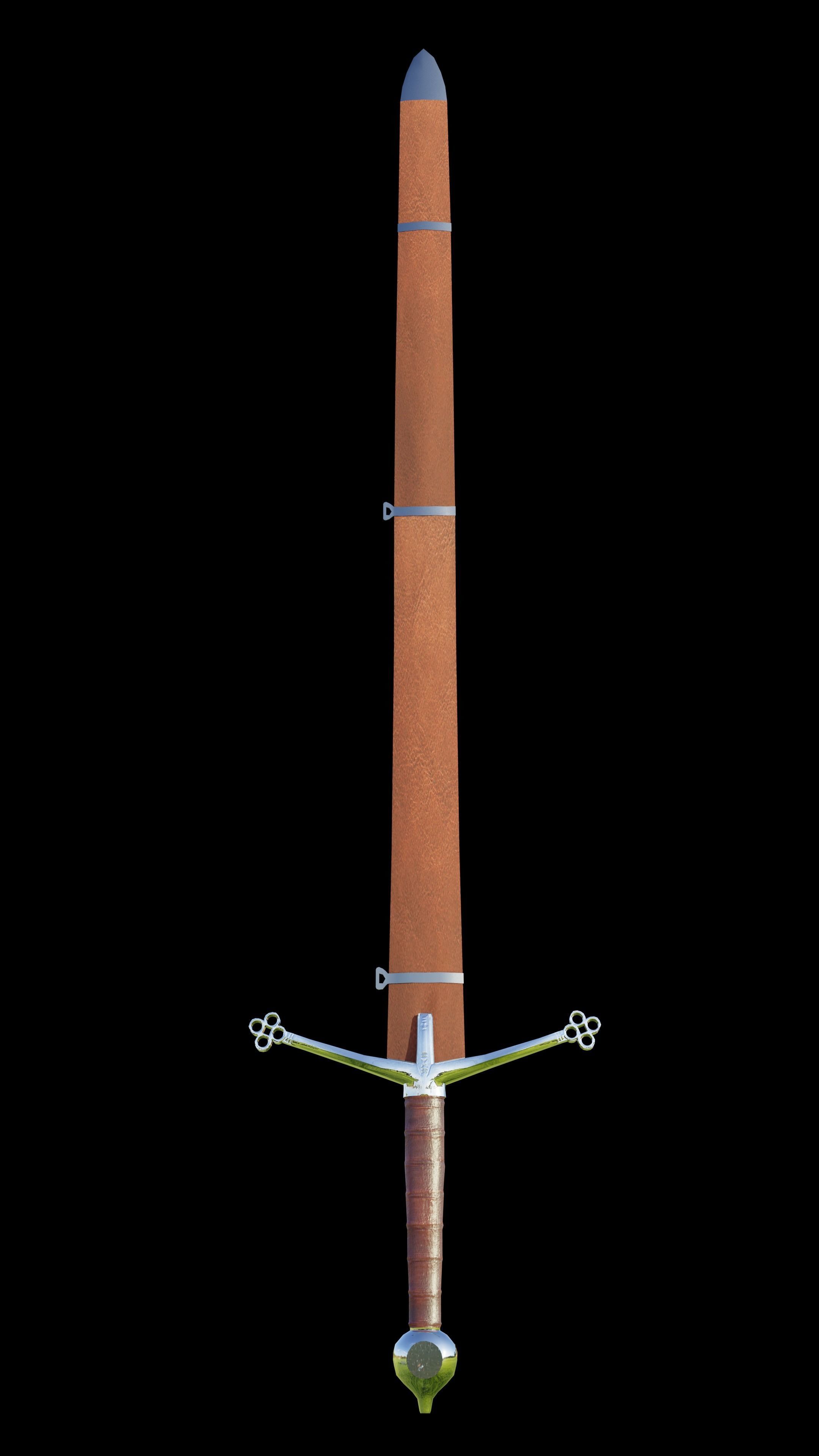 Scottish Claymore - long sword  Low-poly 3D model_3