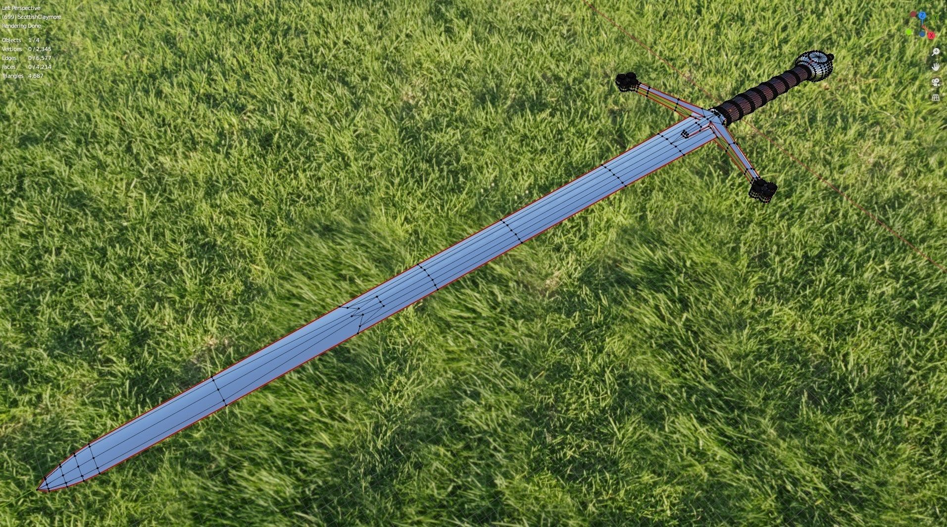 Scottish Claymore - long sword  Low-poly 3D model_2