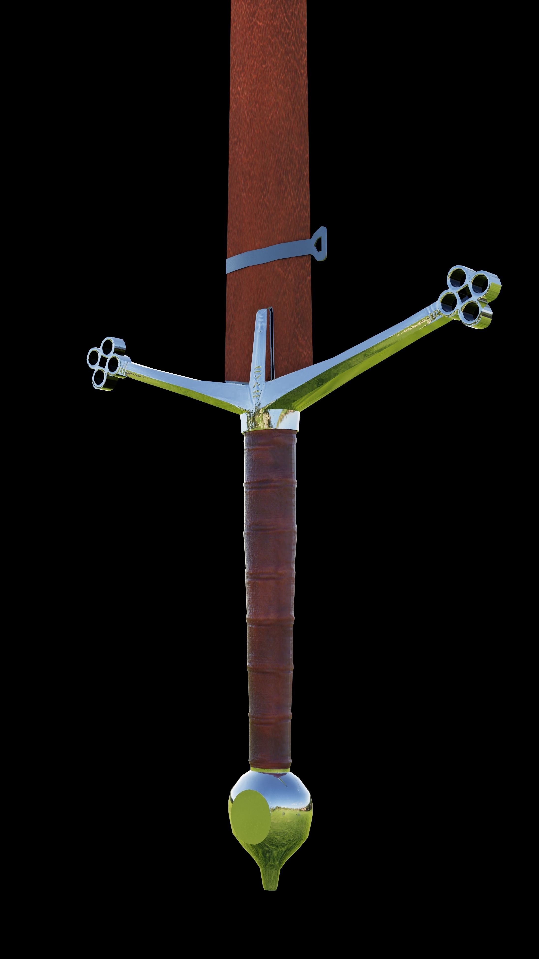 Scottish Claymore - long sword  Low-poly 3D model_6
