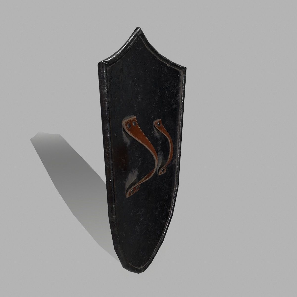Shield sword with wooden handle Low-poly 3D model_4