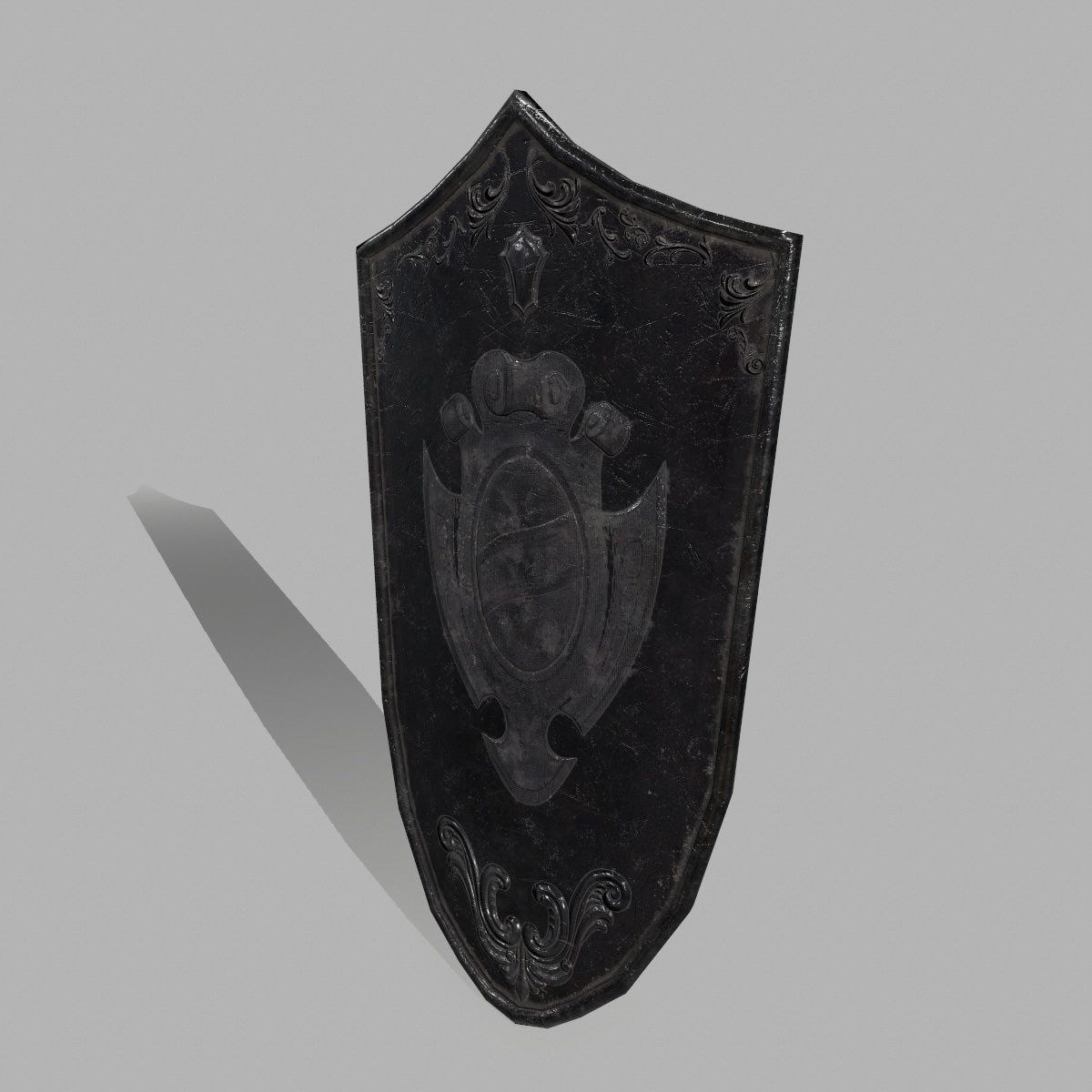 Shield sword with wooden handle Low-poly 3D model_5