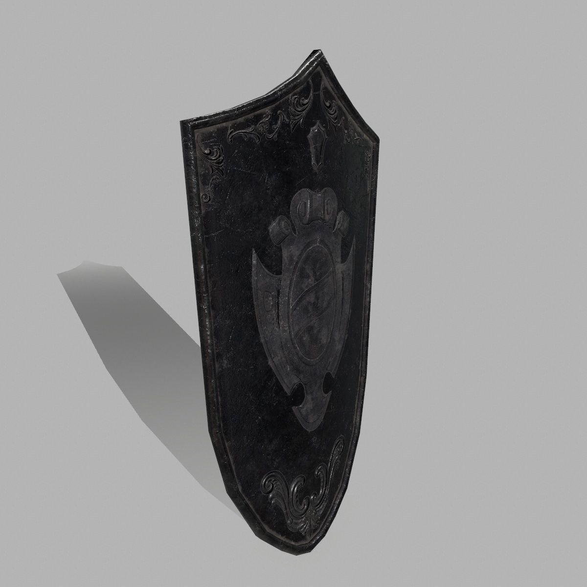 Shield sword with wooden handle Low-poly 3D model_1