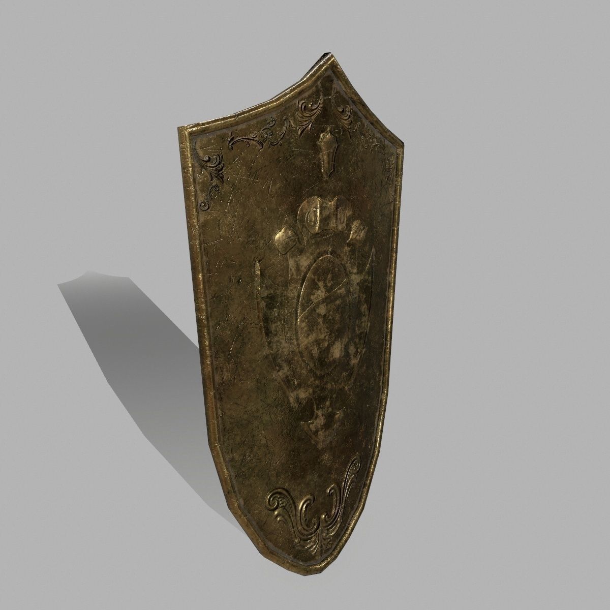 Shield sword with handle Low-poly 3D model_1
