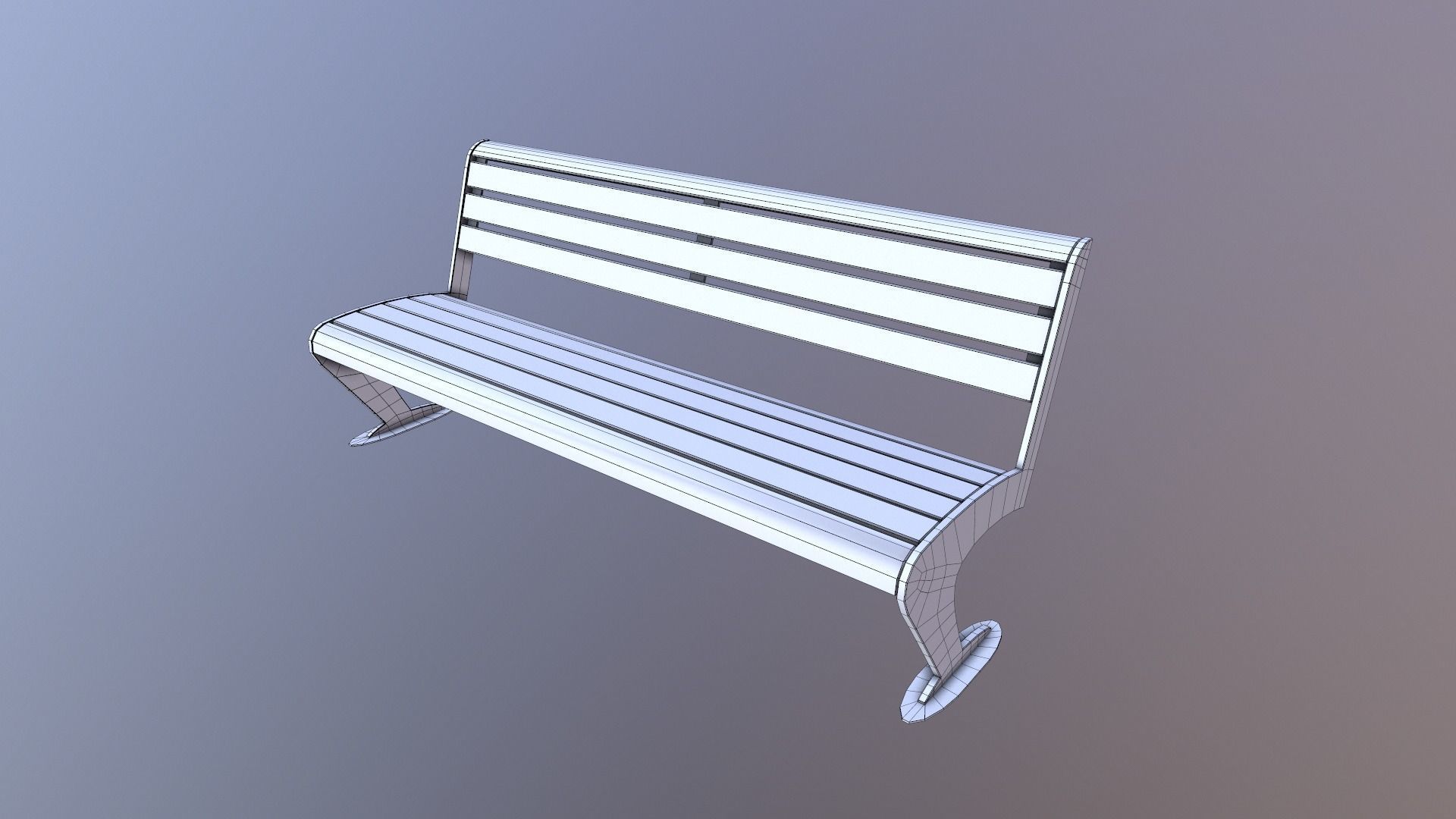 Bench Low-poly Game Ready Model wooden Low-poly 3D model_5