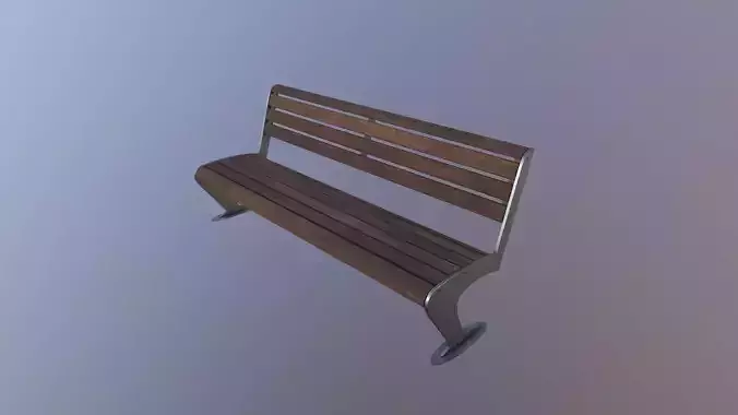 Bench Low-poly Game Ready Model wooden