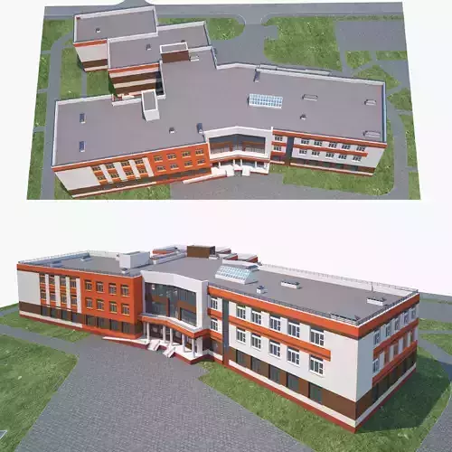 School and landscape 3D model