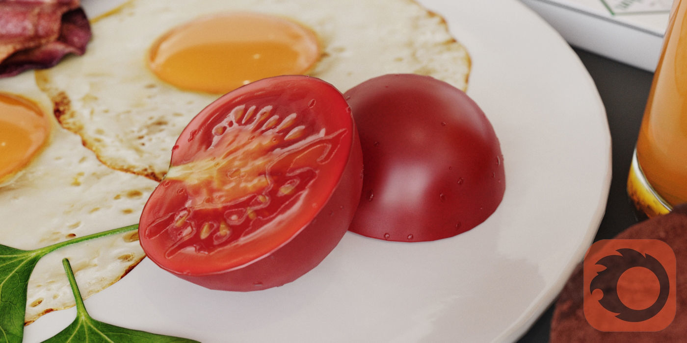 Breakfast pancakes with bacon and eggs on plate 3D model_4