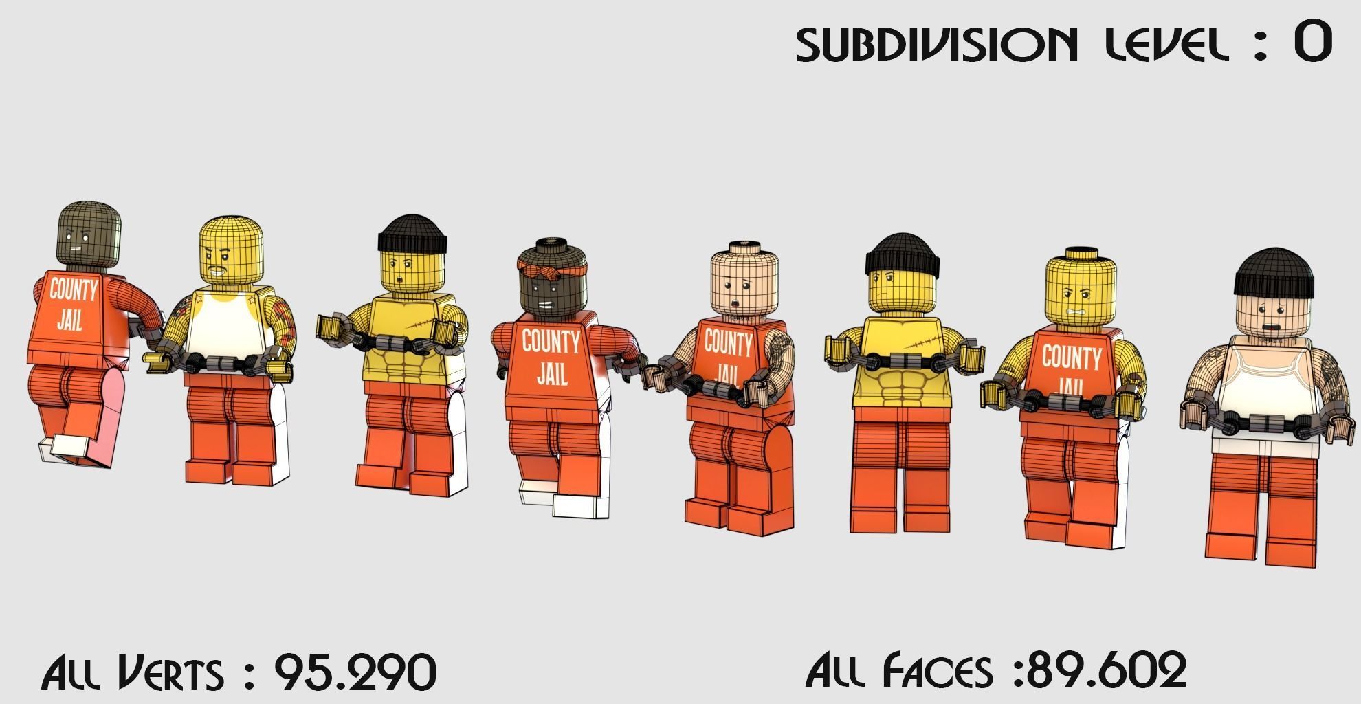 Lego police convoy with prisoners 3D model_9