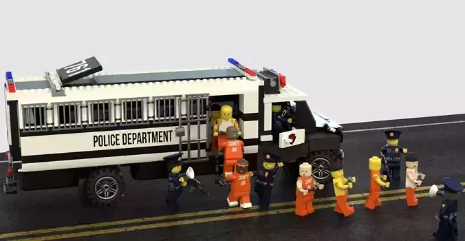 Lego police convoy with prisoners 3D model