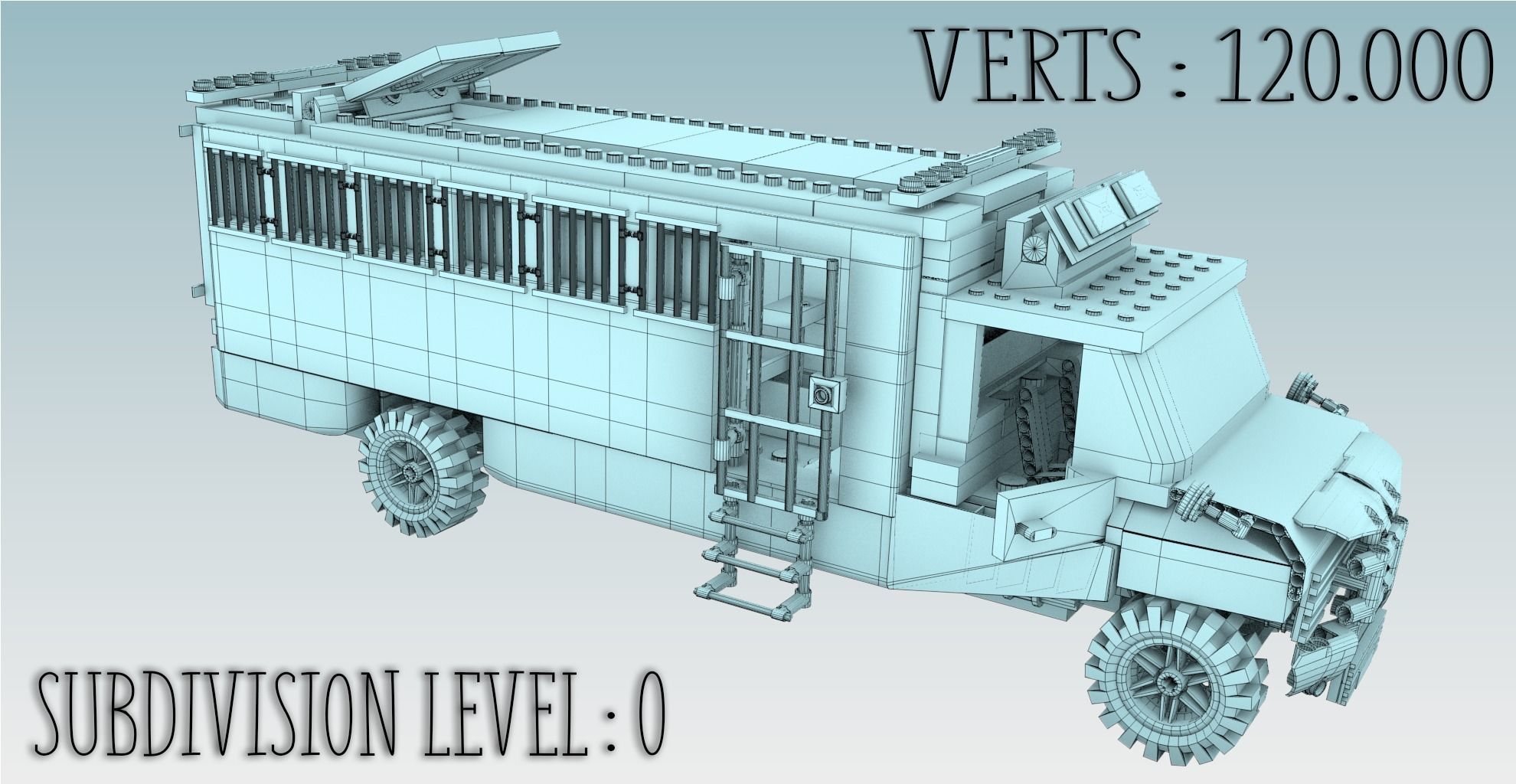 Lego police convoy with prisoners 3D model_14