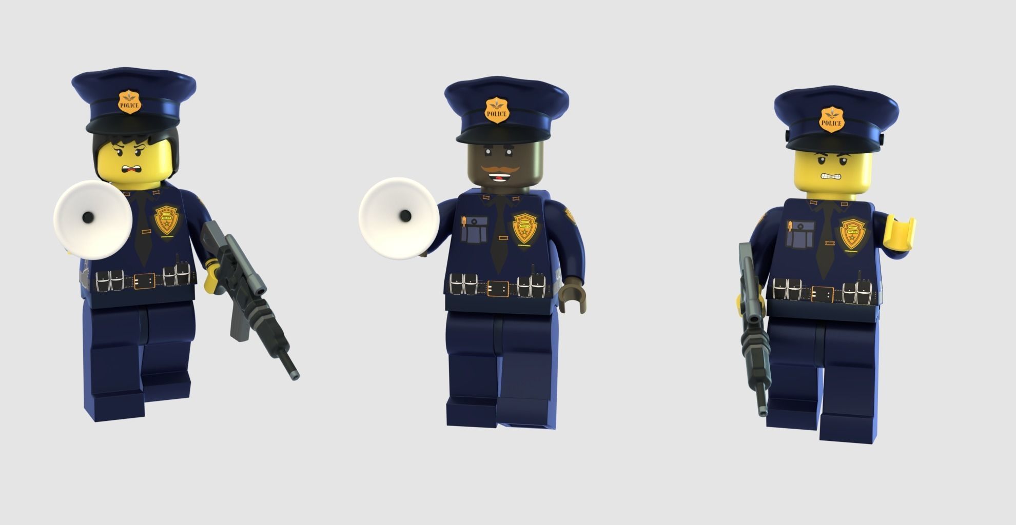 Lego police convoy with prisoners 3D model_5