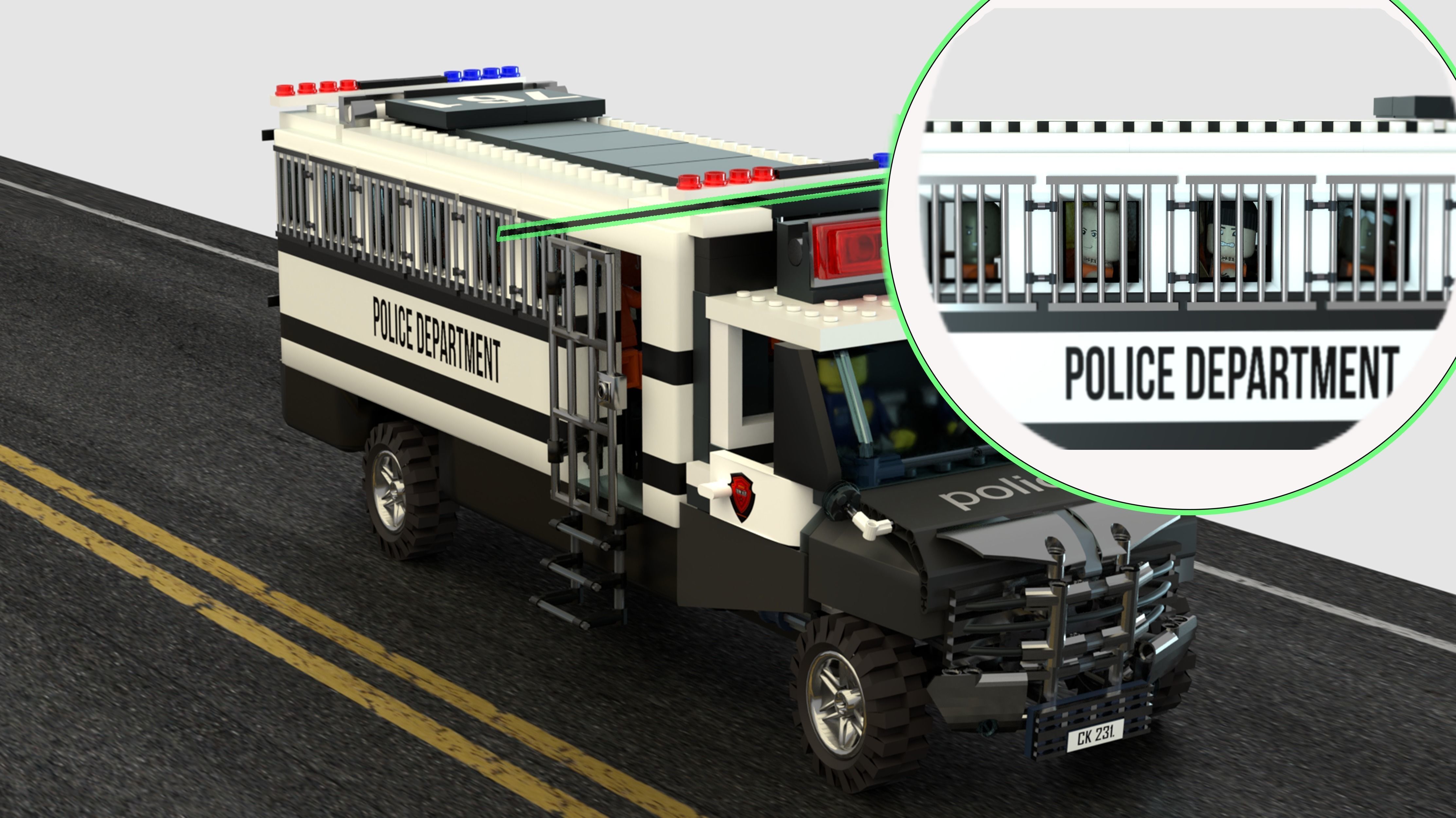 Lego police convoy with prisoners 3D model_3