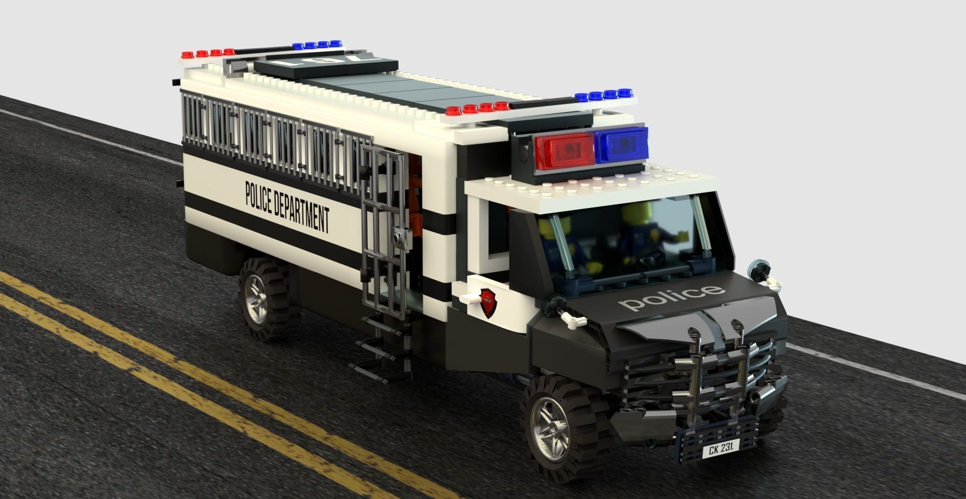 Lego police convoy with prisoners 3D model_2