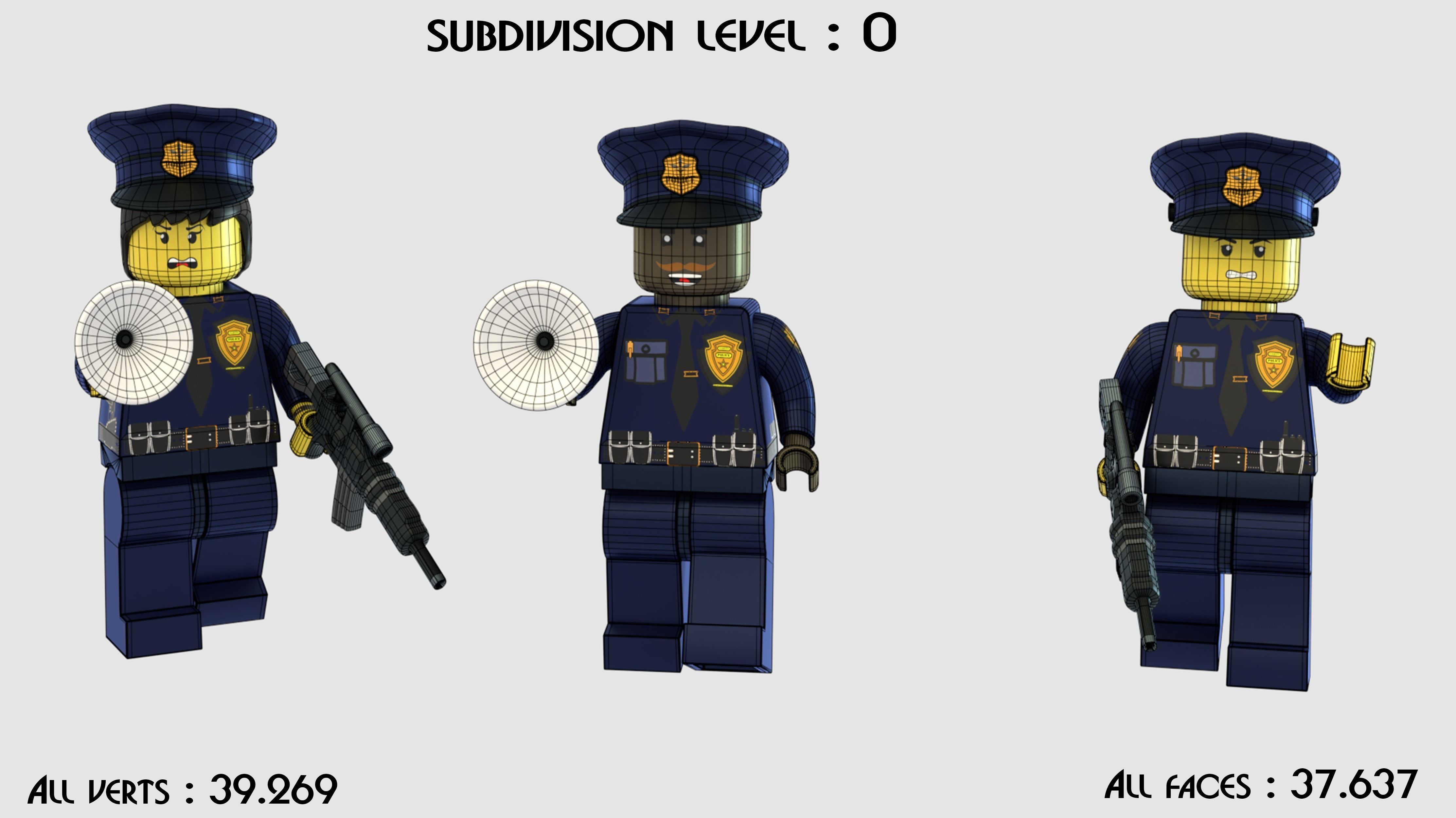 Lego police convoy with prisoners 3D model_11