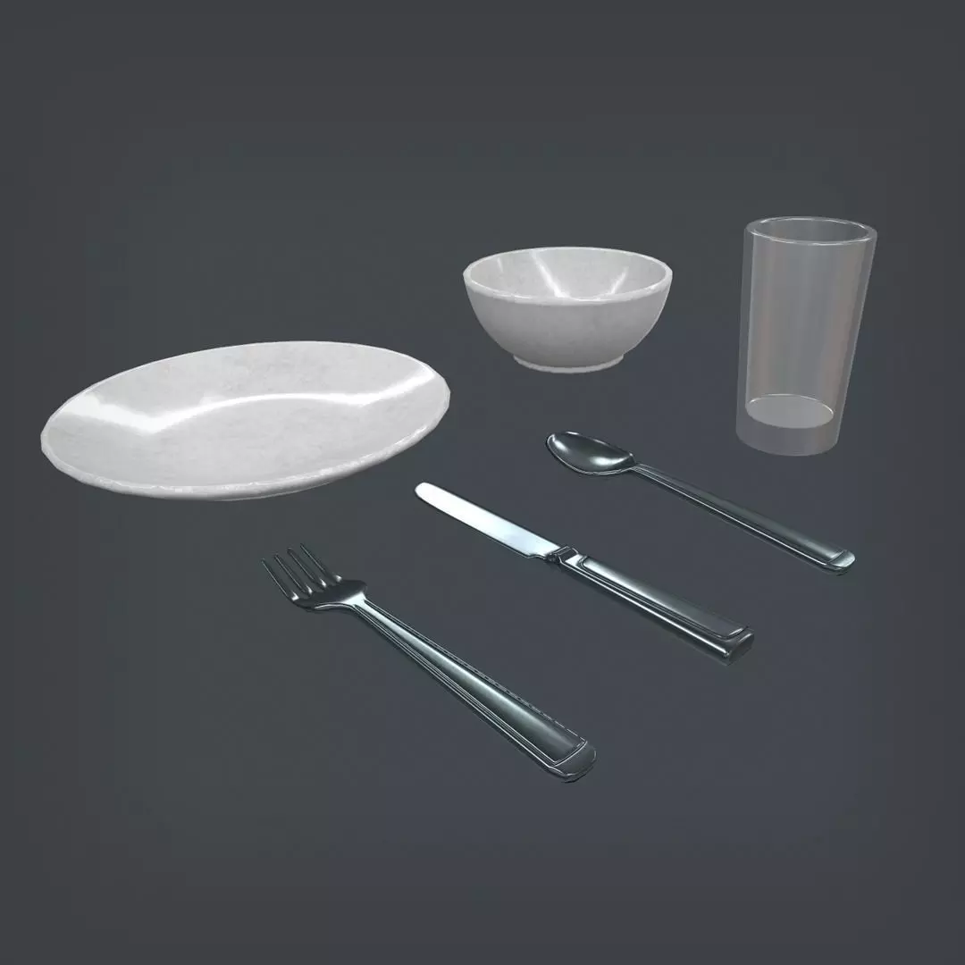 Dining Set Low-poly 3D model