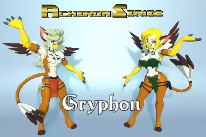 Acheron Gryphons Nude Low-poly 3D model