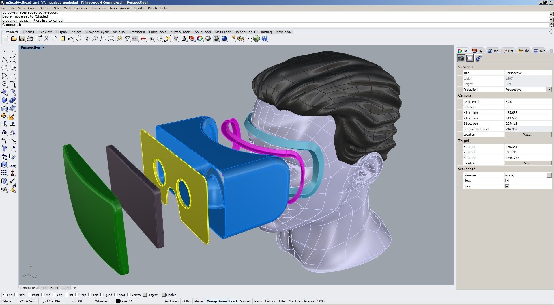 CAD Male Head Model M2P1D0V1head and VR headset template 3D model_35