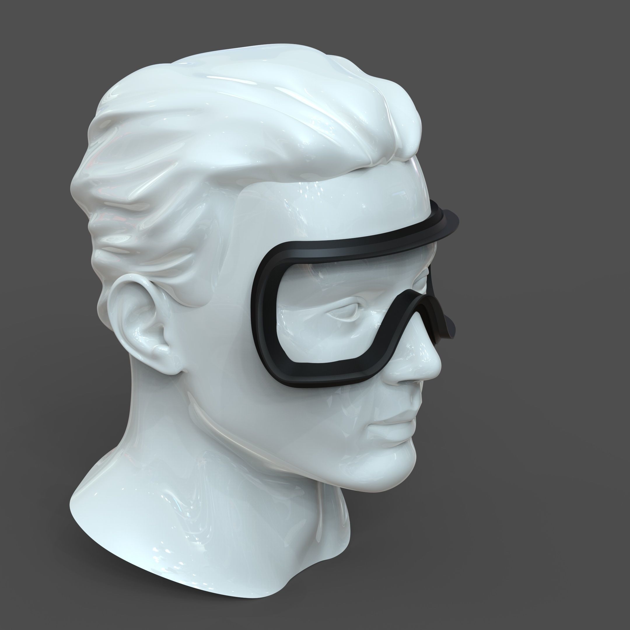 CAD Male Head Model M2P1D0V1head and VR headset template 3D model_2