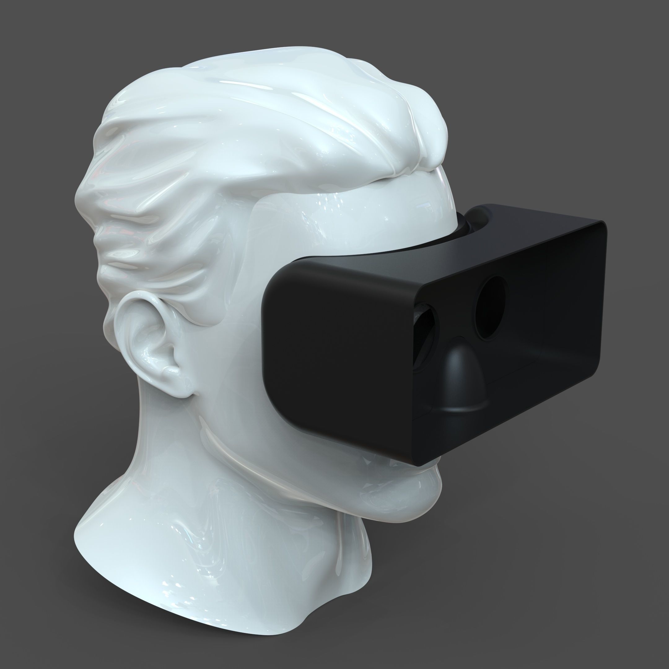 CAD Male Head Model M2P1D0V1head and VR headset template 3D model_4