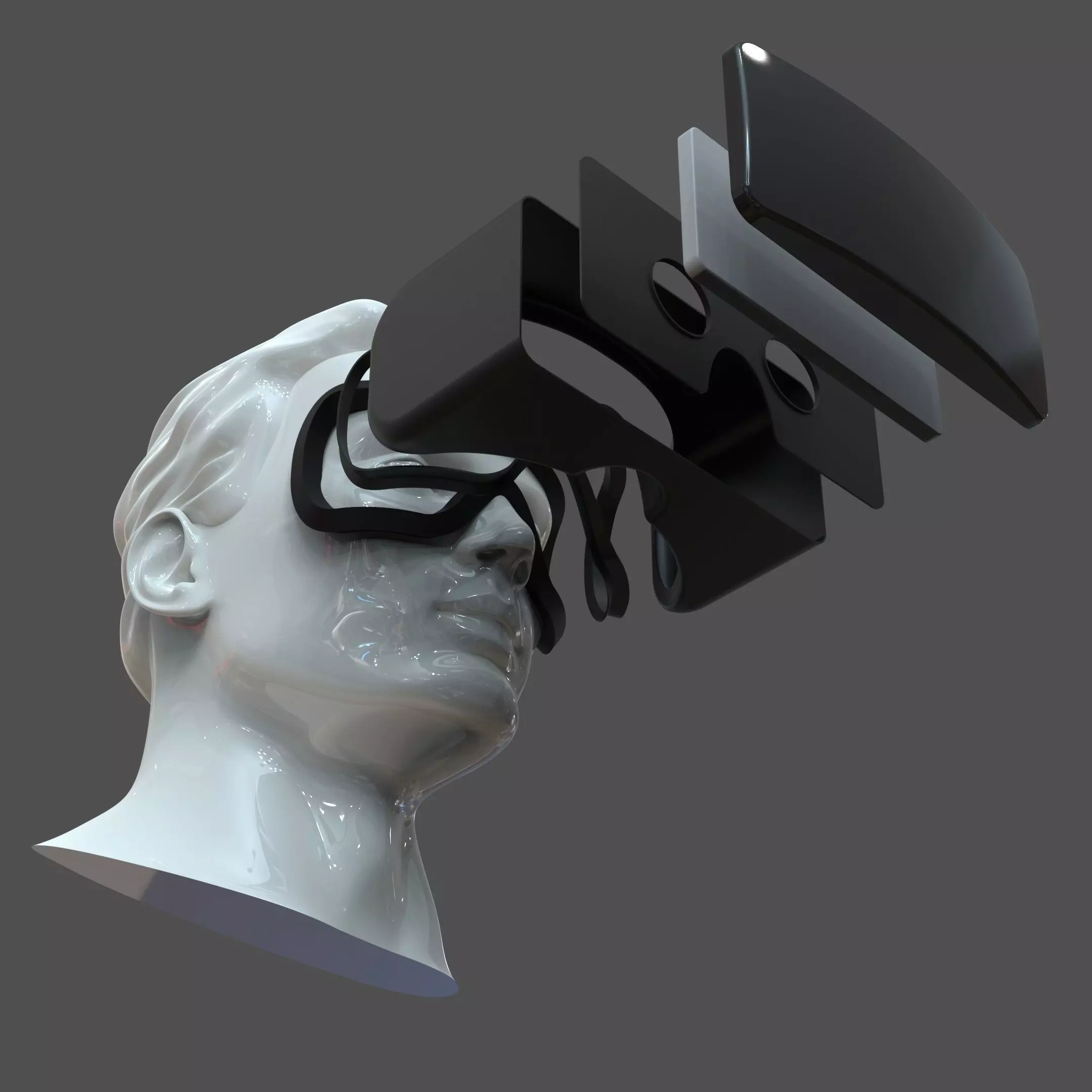 CAD Male Head Model M2P1D0V1head and VR headset template 3D model_0