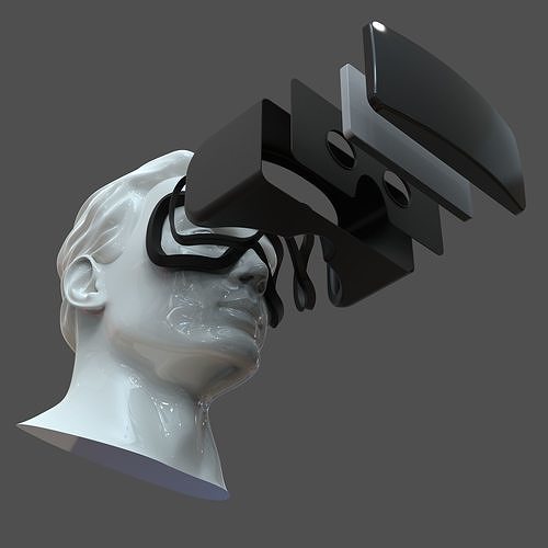 CAD Male Head Model M2P1D0V1head and VR headset template 3D model
