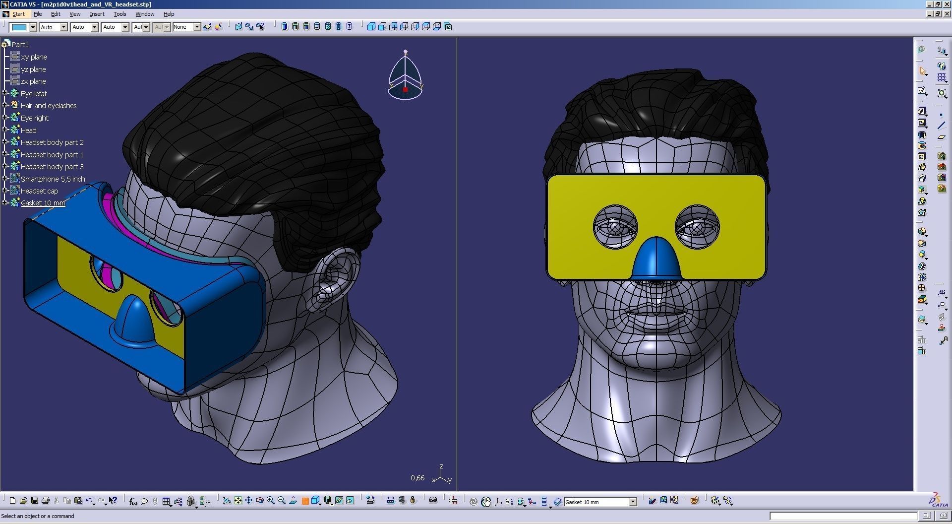 CAD Male Head Model M2P1D0V1head and VR headset template 3D model_29