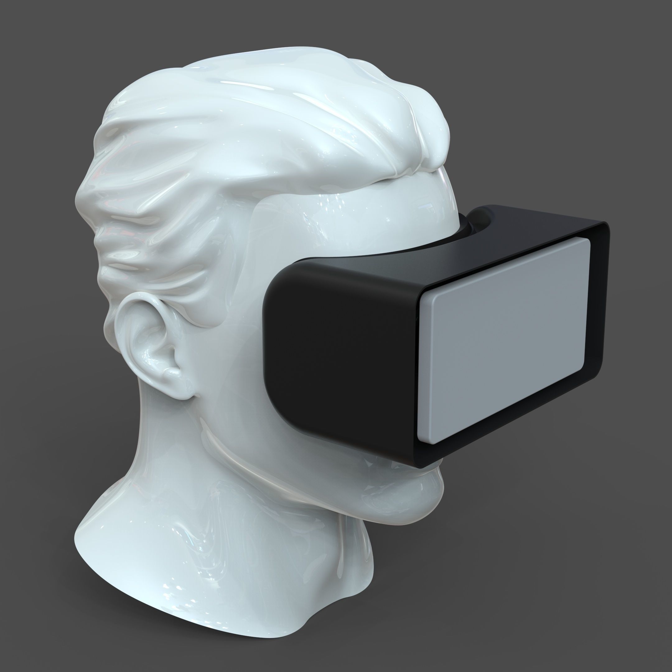 CAD Male Head Model M2P1D0V1head and VR headset template 3D model_5