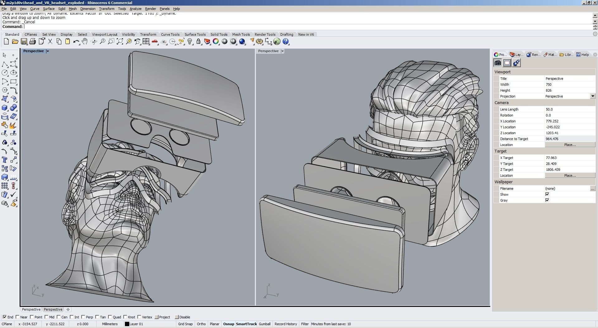 CAD Male Head Model M2P1D0V1head and VR headset template 3D model_14