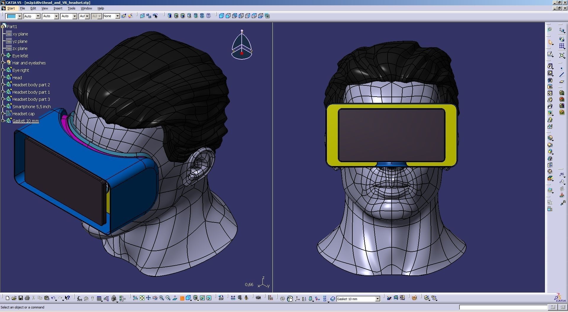 CAD Male Head Model M2P1D0V1head and VR headset template 3D model_25