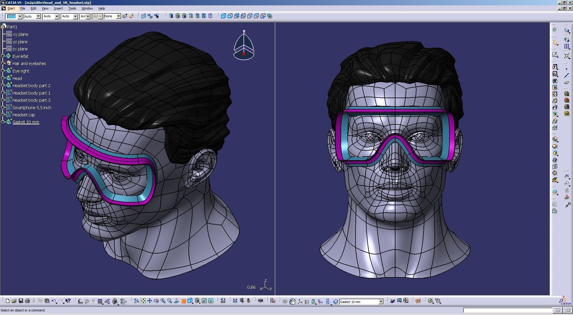 CAD Male Head Model M2P1D0V1head and VR headset template 3D model_28