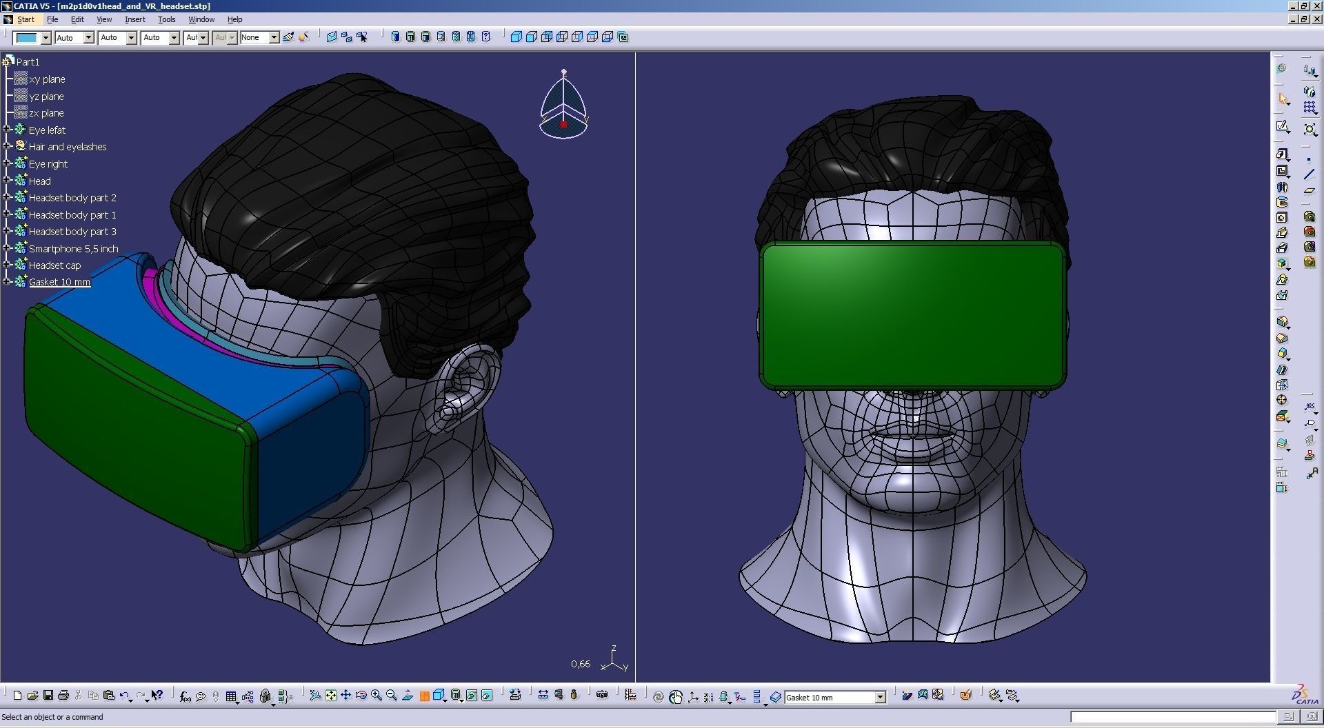 CAD Male Head Model M2P1D0V1head and VR headset template 3D model_27