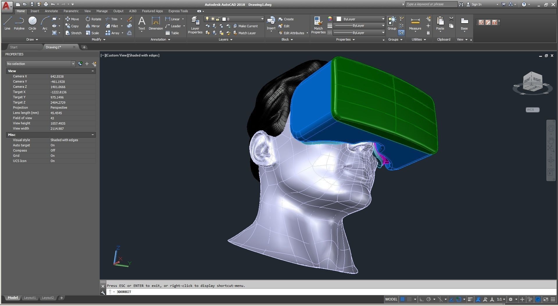 CAD Male Head Model M2P1D0V1head and VR headset template 3D model_18