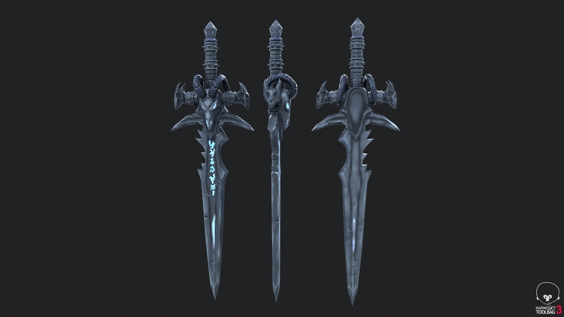 Frostmourne sword with lights Low-poly 3D model_3