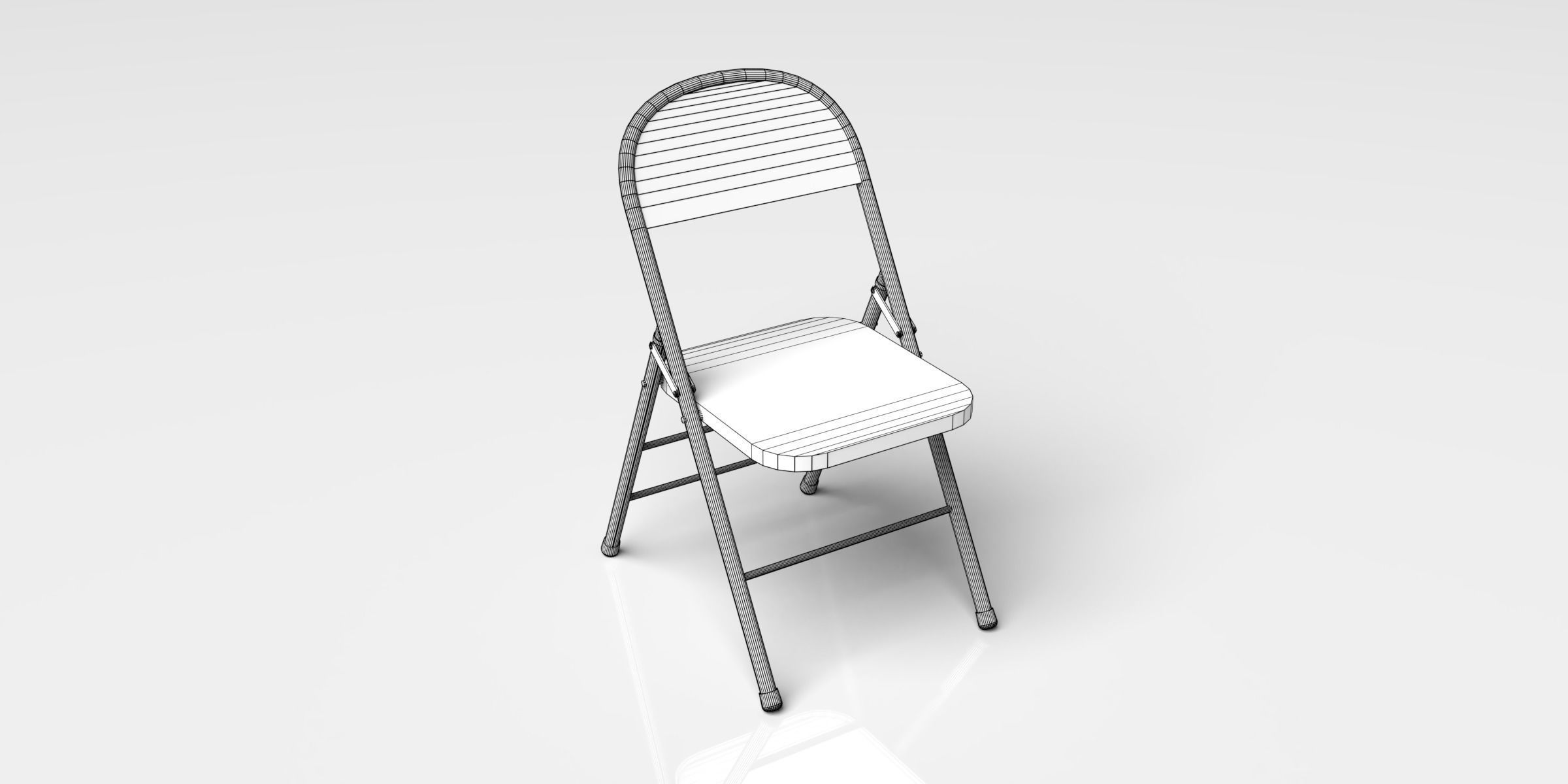 Folding Chair Low-poly 3D model_6