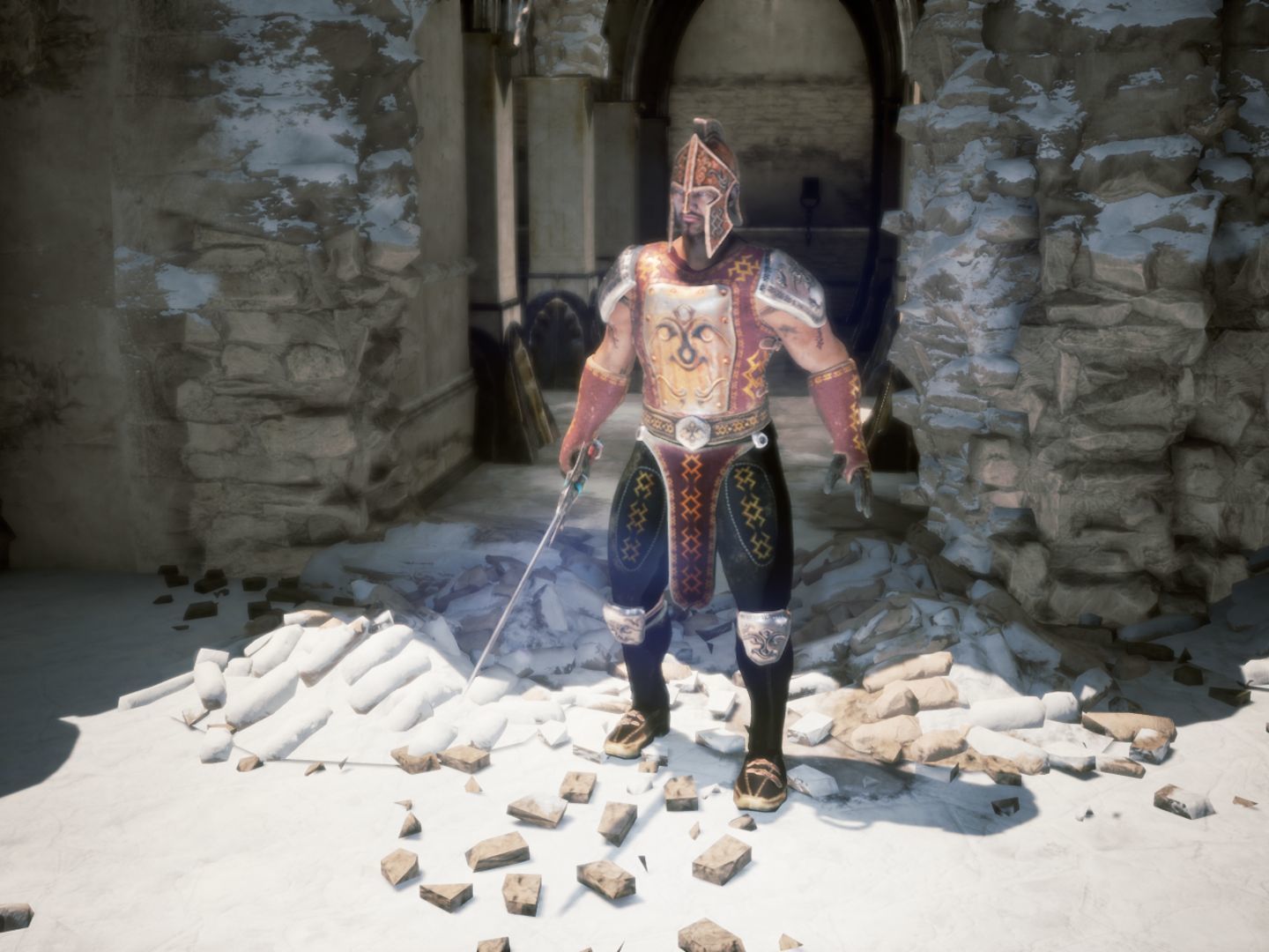 Ancient Warrior for UNREAL Low-poly 3D model_4