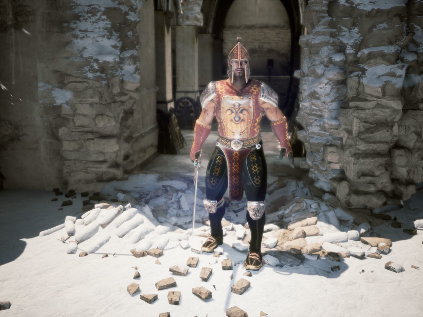 Ancient Warrior for UNREAL Low-poly 3D model_2