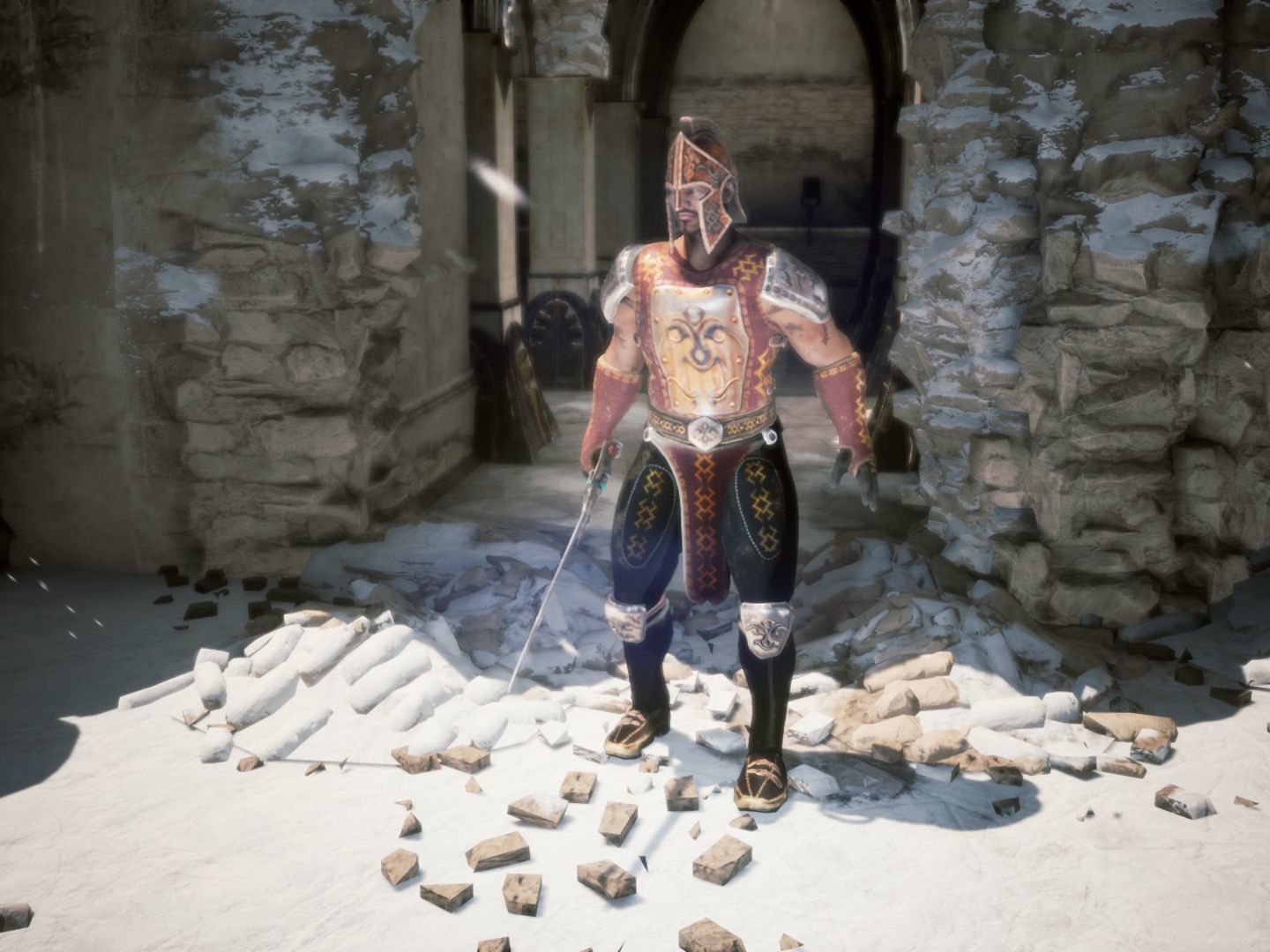 Ancient Warrior for UNREAL Low-poly 3D model_5