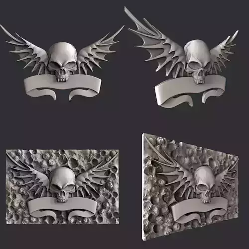 3d STL models for CNC router skull vampire