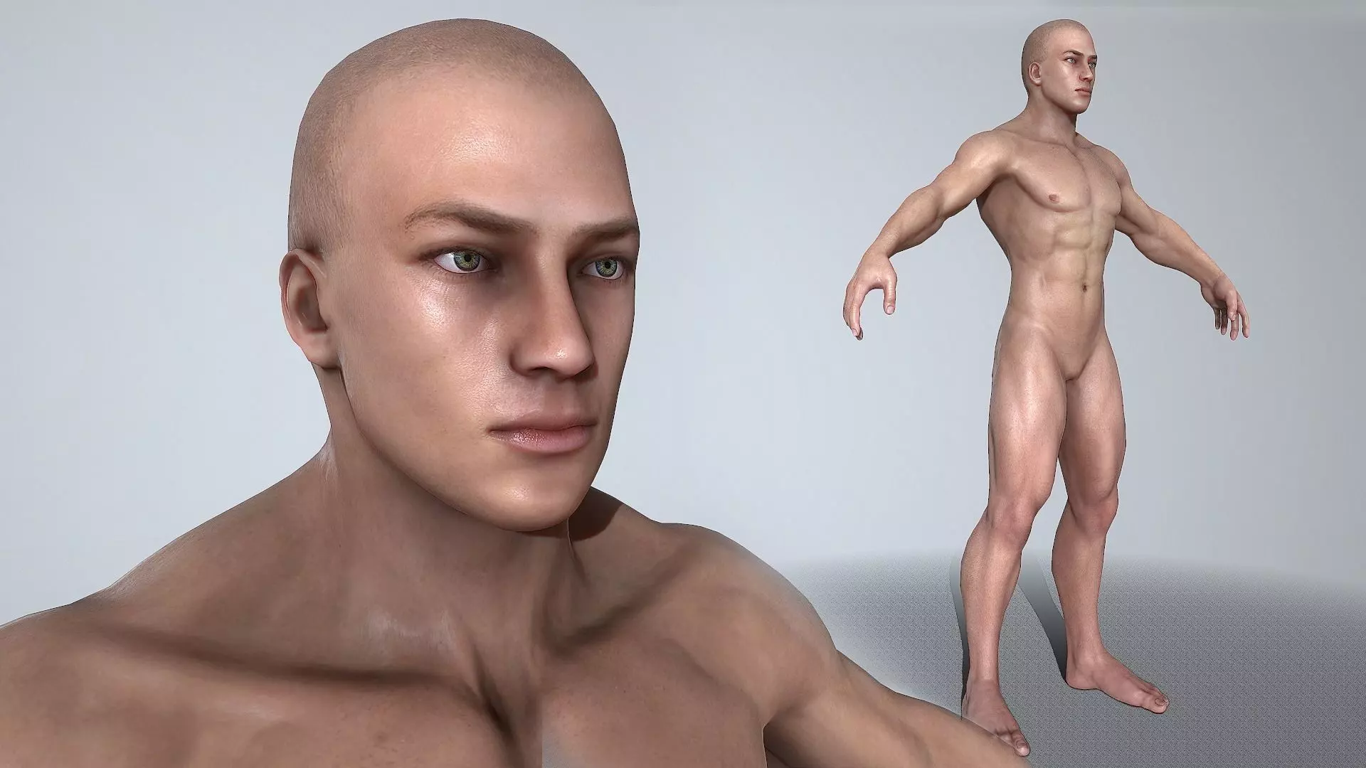 Male 3d model Low polly and high polly  Low-poly 3D model_0