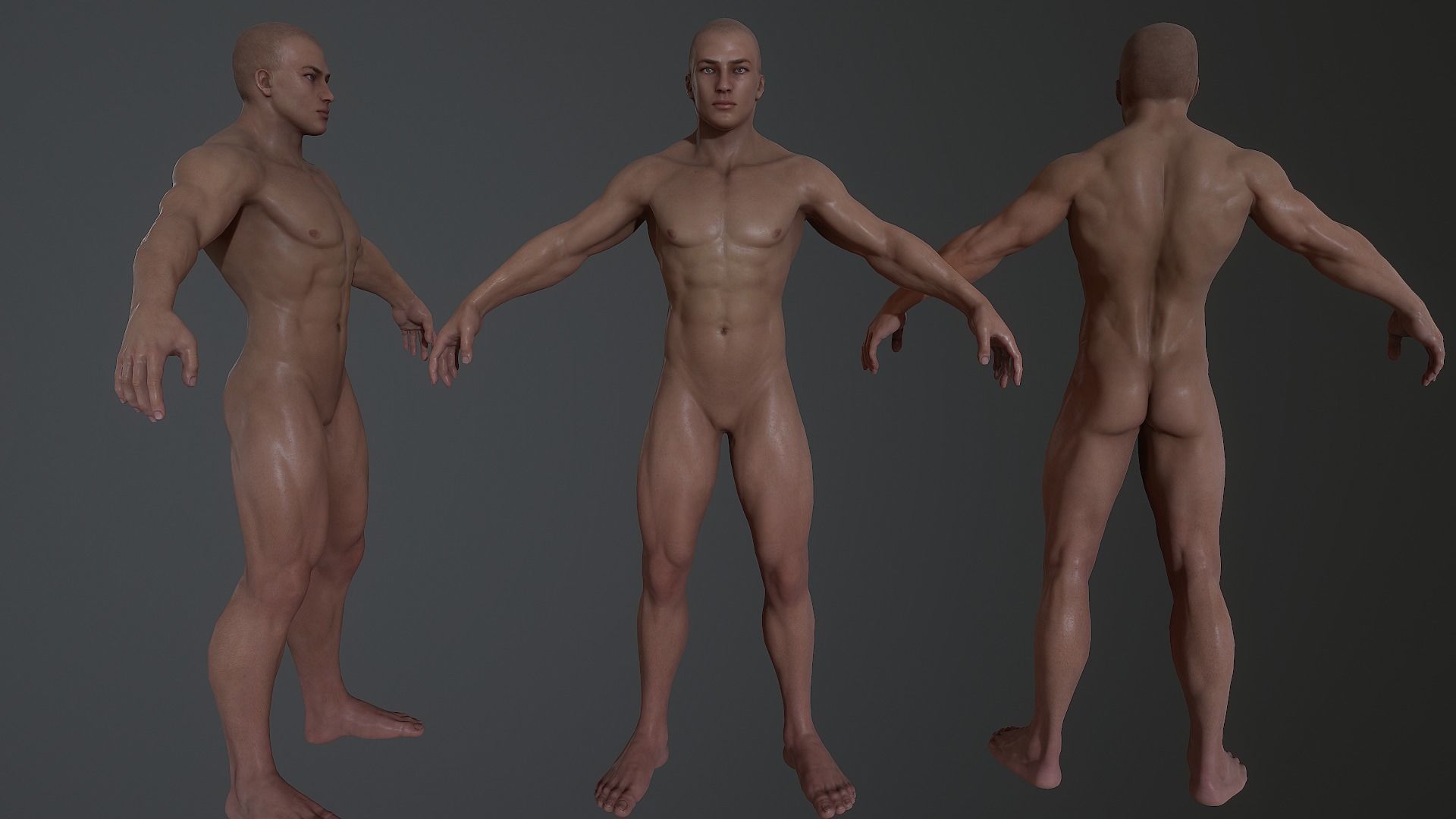 Male 3d model Low polly and high polly  Low-poly 3D model_2