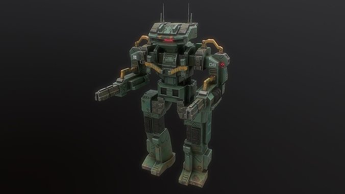 Low poly assault robot warriow unit model Low-poly 3D model
