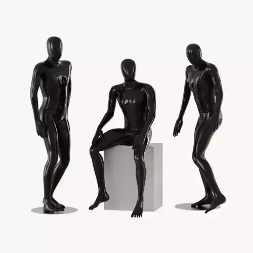 Black male mannequins 04 3D model