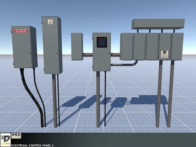 Electrical Control Panel 2 Low-poly 3D model